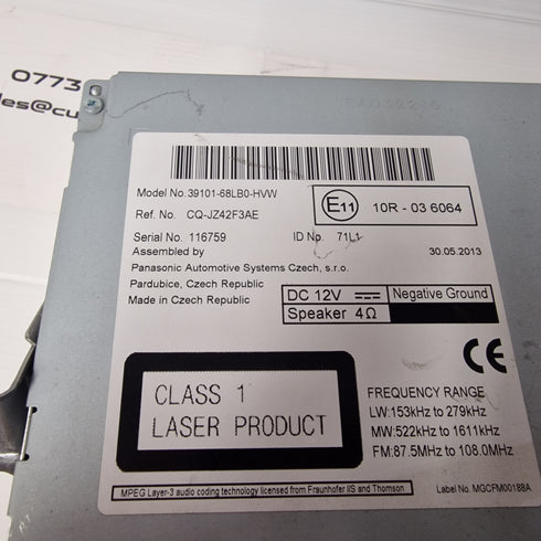 Suzuki Swift Audio Head Unit * Bluetooth * 2011-17 *