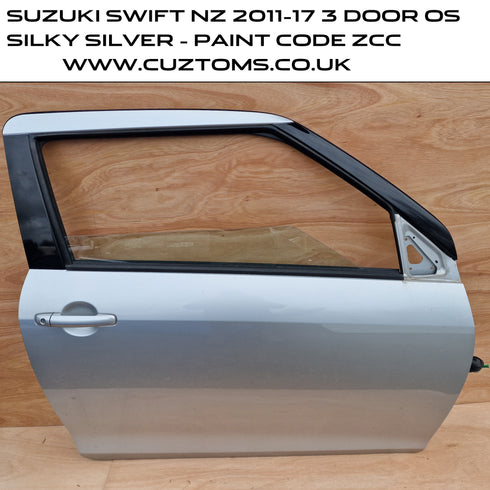 Suzuki Swift Offside Door * Silky Silver ZCC * 2010-2017 * Bare Door *