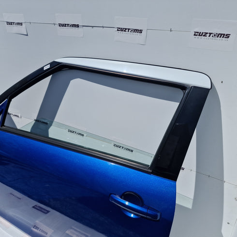 Suzuki Swift Nearside Door * Cool Pearl White & Boost Blue A7E * 2010-2017 * Bare Door * 0326