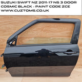 Suzuki Swift Nearside Door * Cosmic Black ZCE * 2010-2017 * Bare Door *